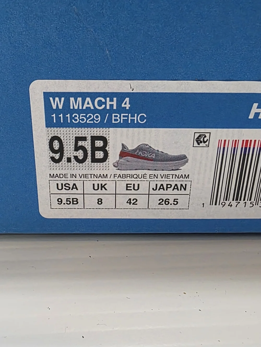 Hoka One One Mach 4 Light Blue Women Athletic Running Shoes W9.5B Original Box - Picture 14 of 14